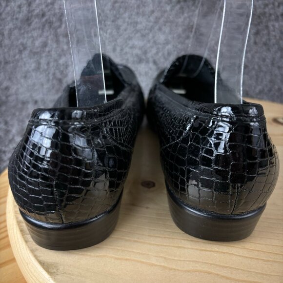 SAS Shiny Black Textured Loafers - Picture 5 of 9